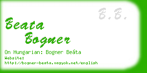 beata bogner business card